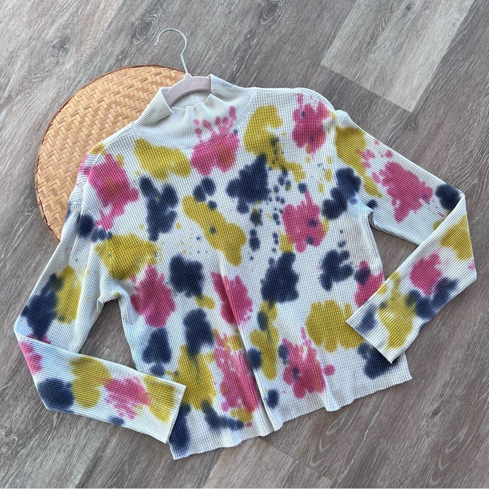 Anthropologie T.LA thermal mock neck tie dye top women’s size XS